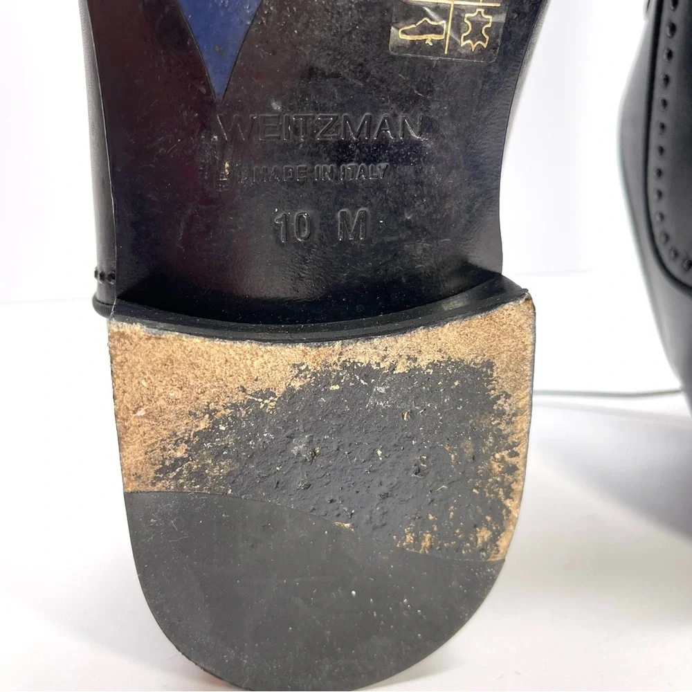 Stuart Weitzman Men's Black Premiere Party Cap-Toe Oxford‎ Loafers Size 10M